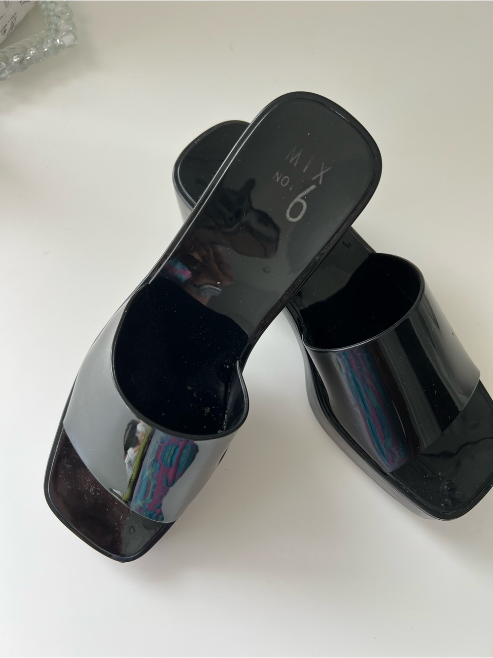 Mix No. 6 Black Patent Slide Mules